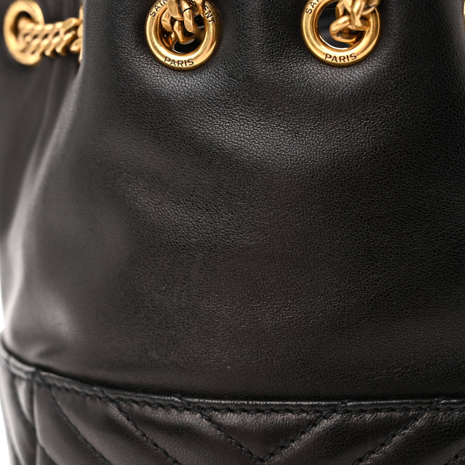 Saint Laurent Lambskin Matelasse Monogram Joe Nano Bucket Bag Black 12 of 12