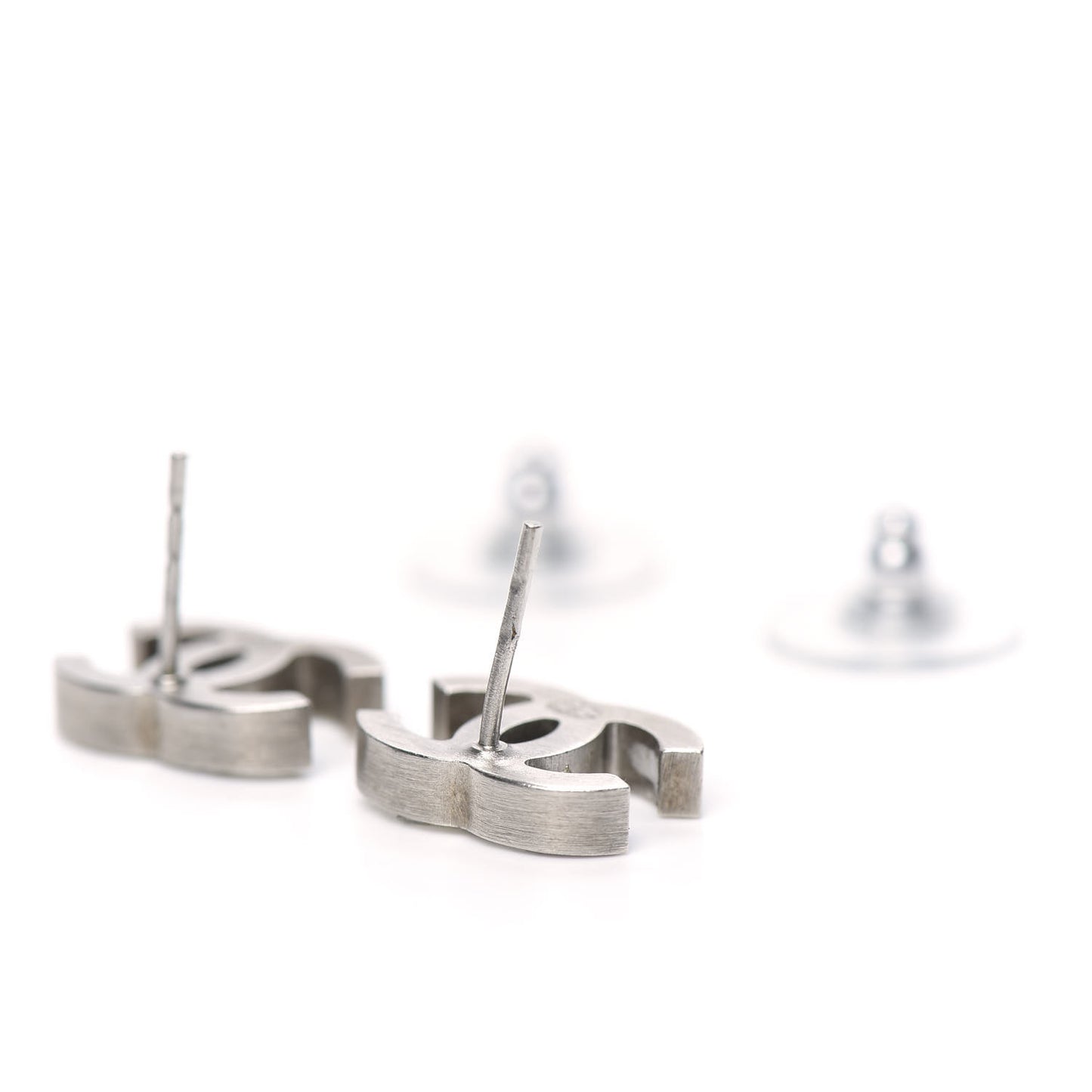 Baguette Crystal CC Earrings Silver