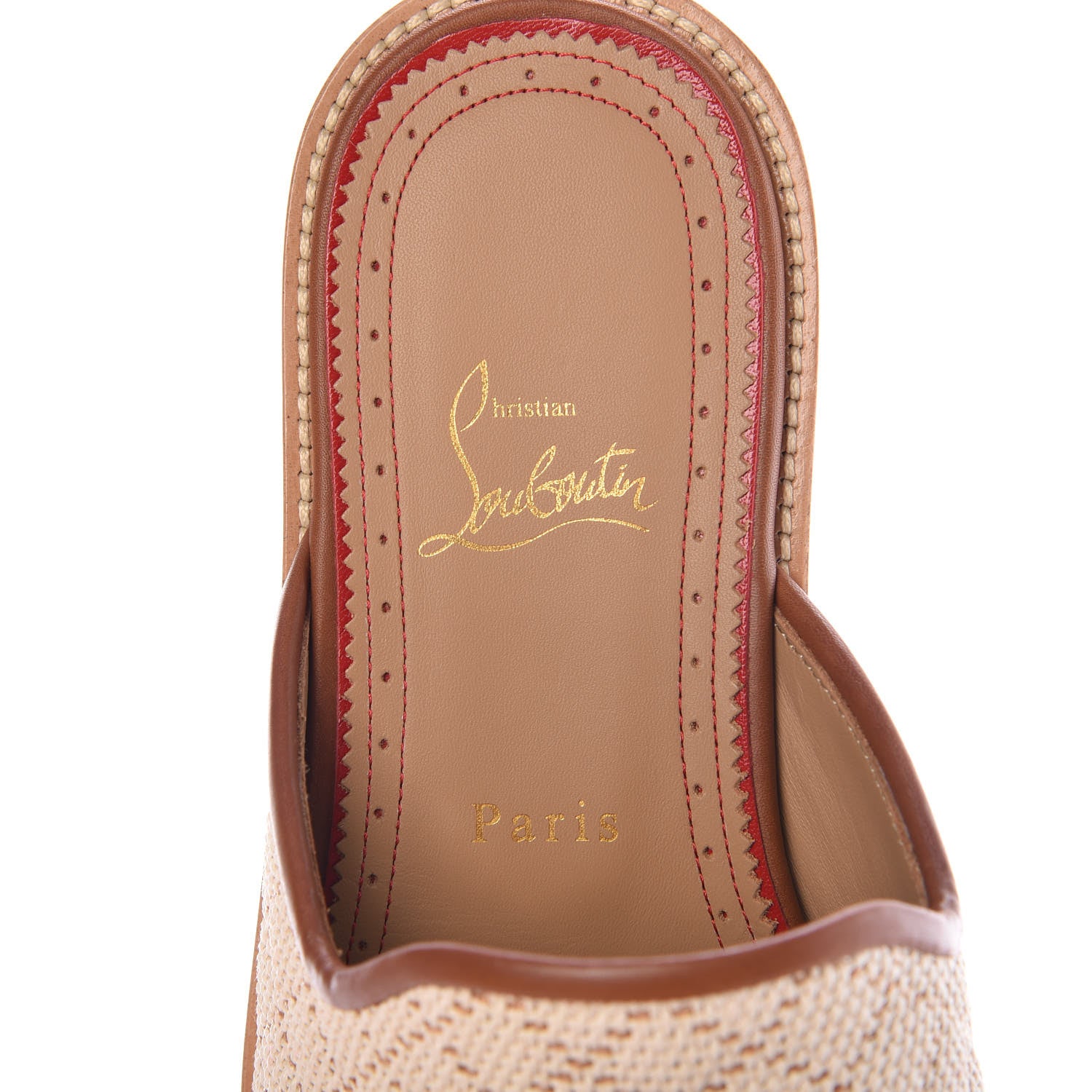 Christian Louboutin Calf Nappa Paille Matelasse Mens Youseffo Flat 40 Beige Cuoio 5 of 7