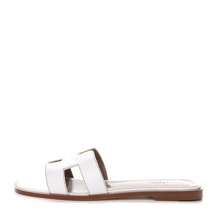 Hermes Box Calfskin Oran Sandals 39 White 1 of 9