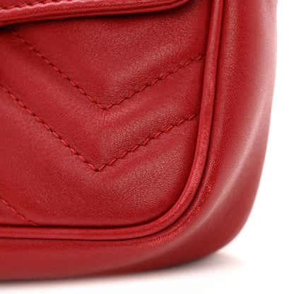 Gucci Calfskin Matelasse Super Mini GG Marmont Shoulder Bag Hibiscus Red 11 of 12