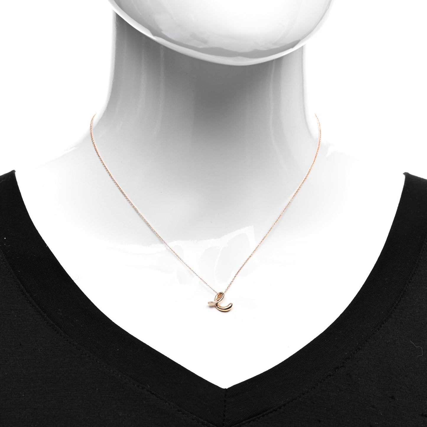 18K Rose Gold Elsa Peretti Letter E Pendant Necklace