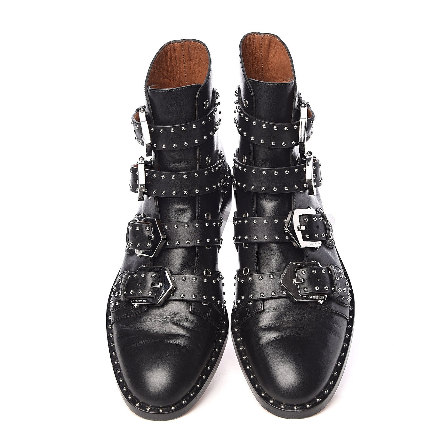 Calfskin Studded Prue Buckle Bootie 38 Black