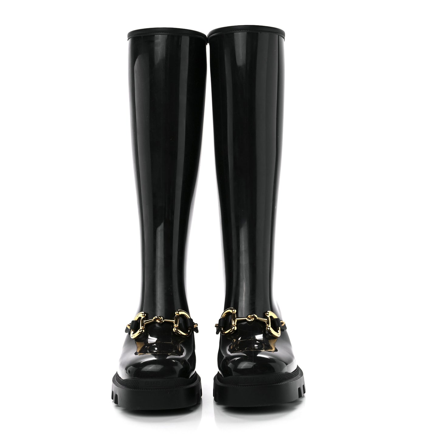 Rubber Horsebit Knee High Boots 38 Black