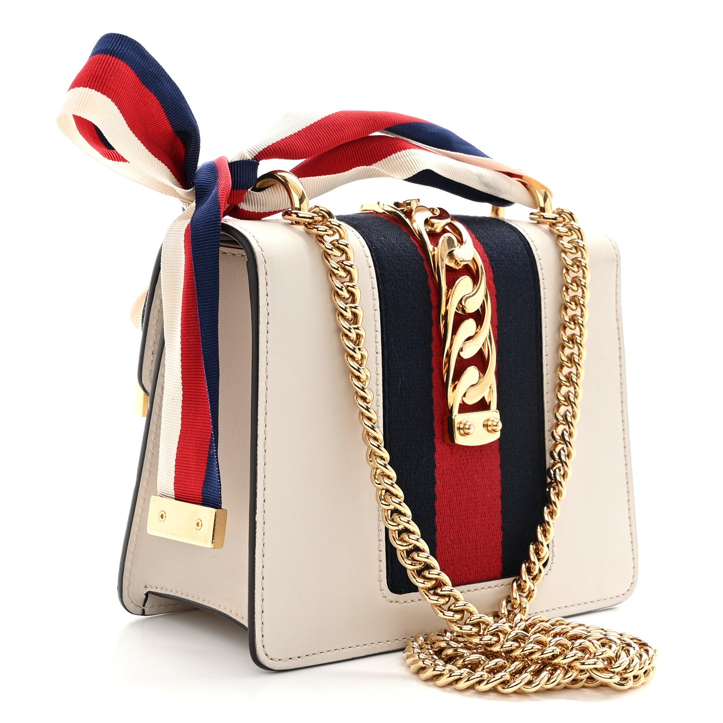 Calfskin Mini Sylvie Chain Shoulder Bag White