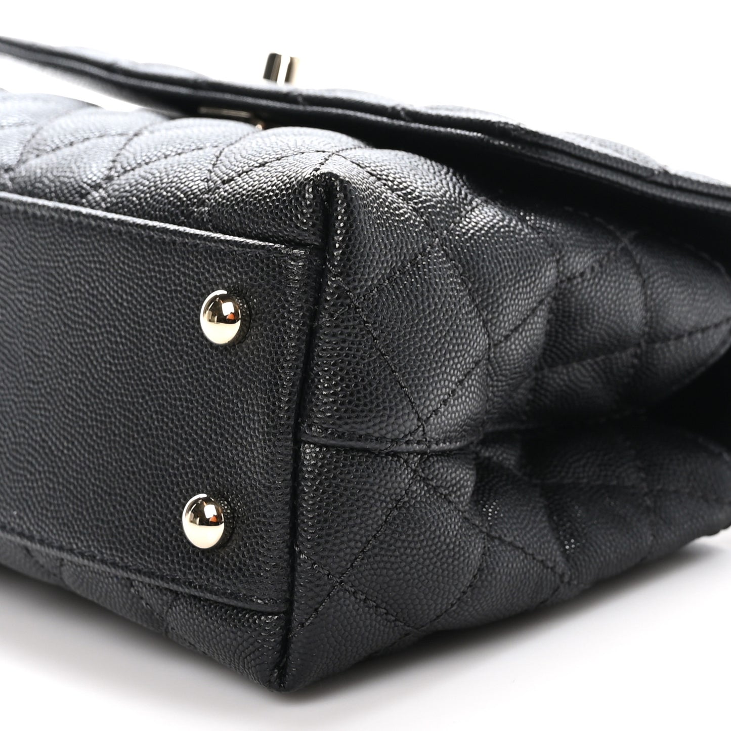 Caviar Quilted Mini Coco Handle Flap Black