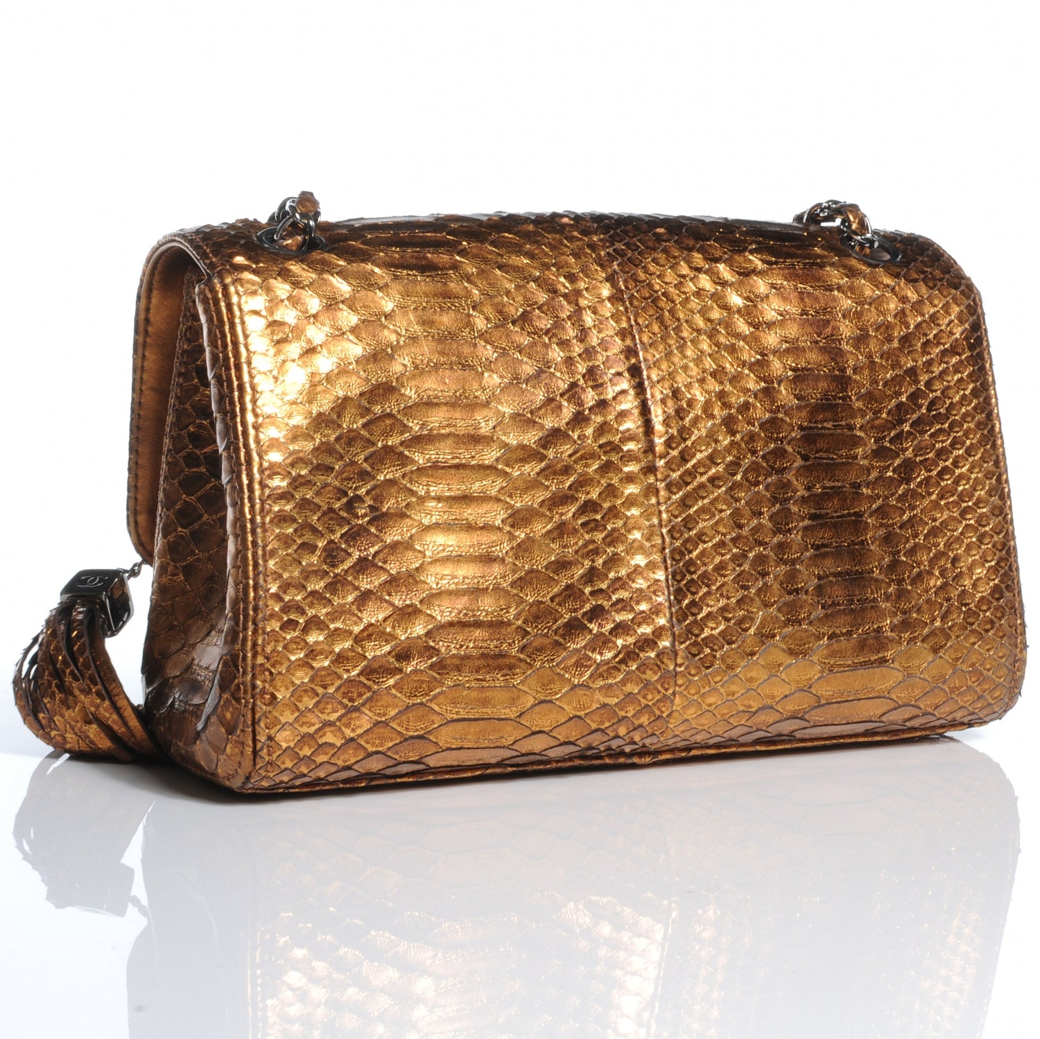Chanel Python Tassel Medium Flap Bronze 3 of 8