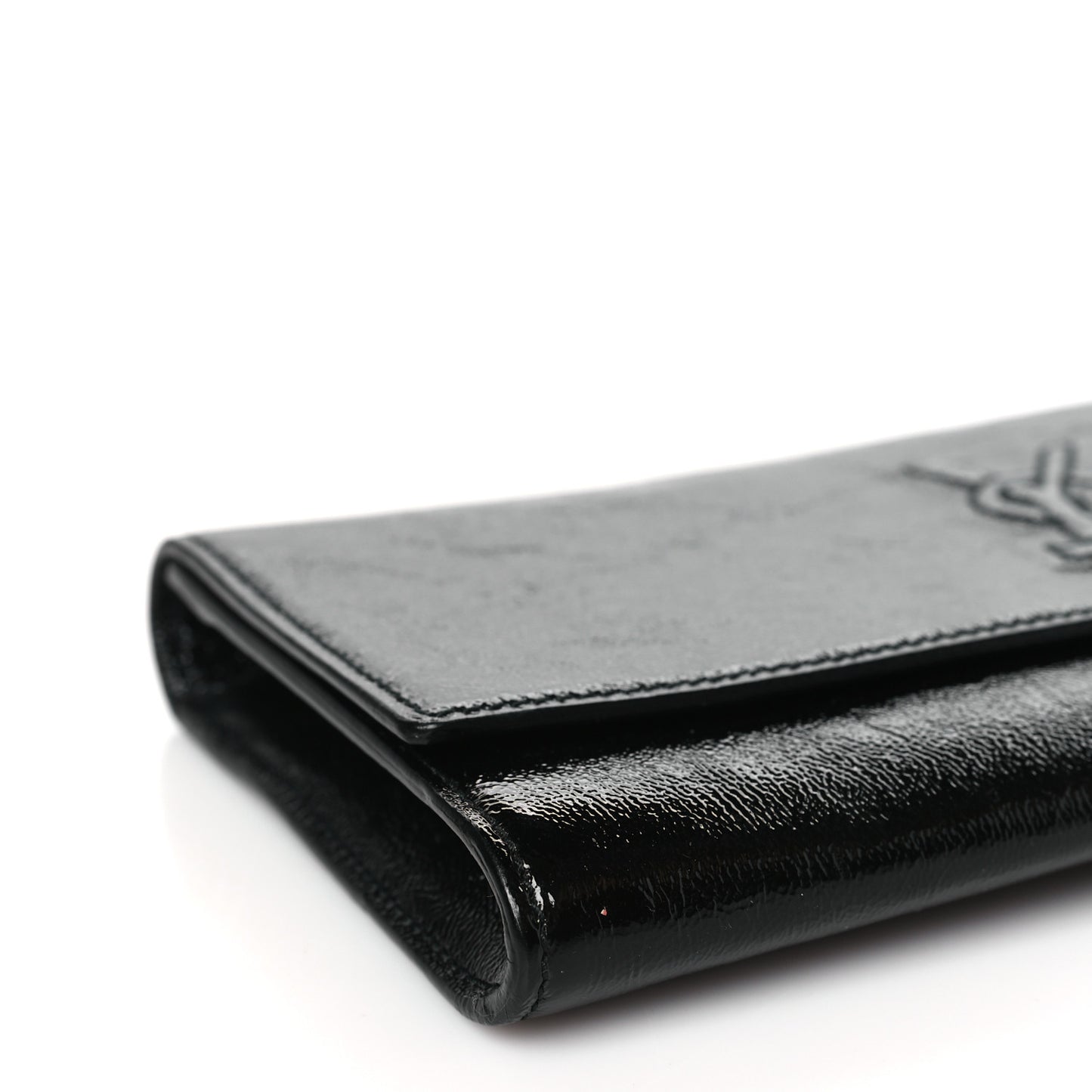 Textured Patent Monogram Small Belle De Jour Clutch Black