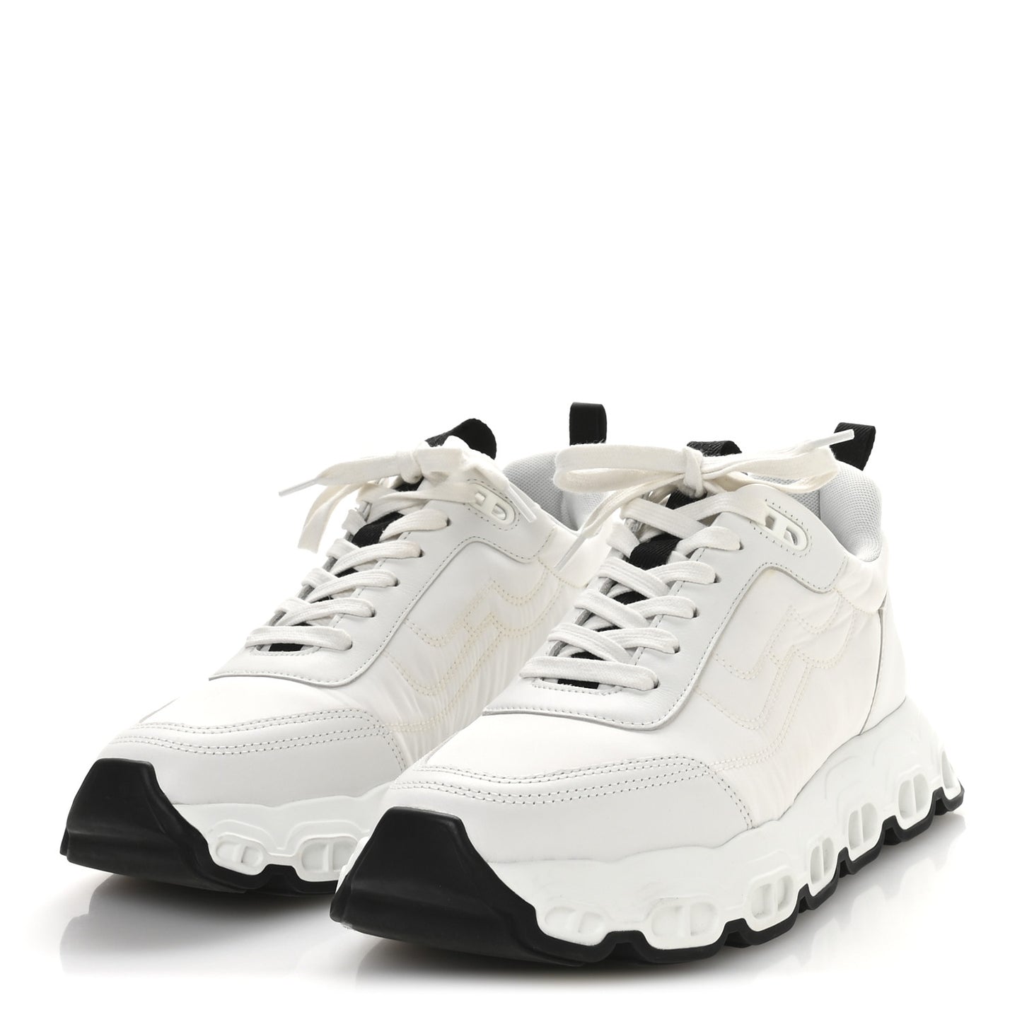 Parachute Fabric Calfskin Impulse Sneakers 40 White