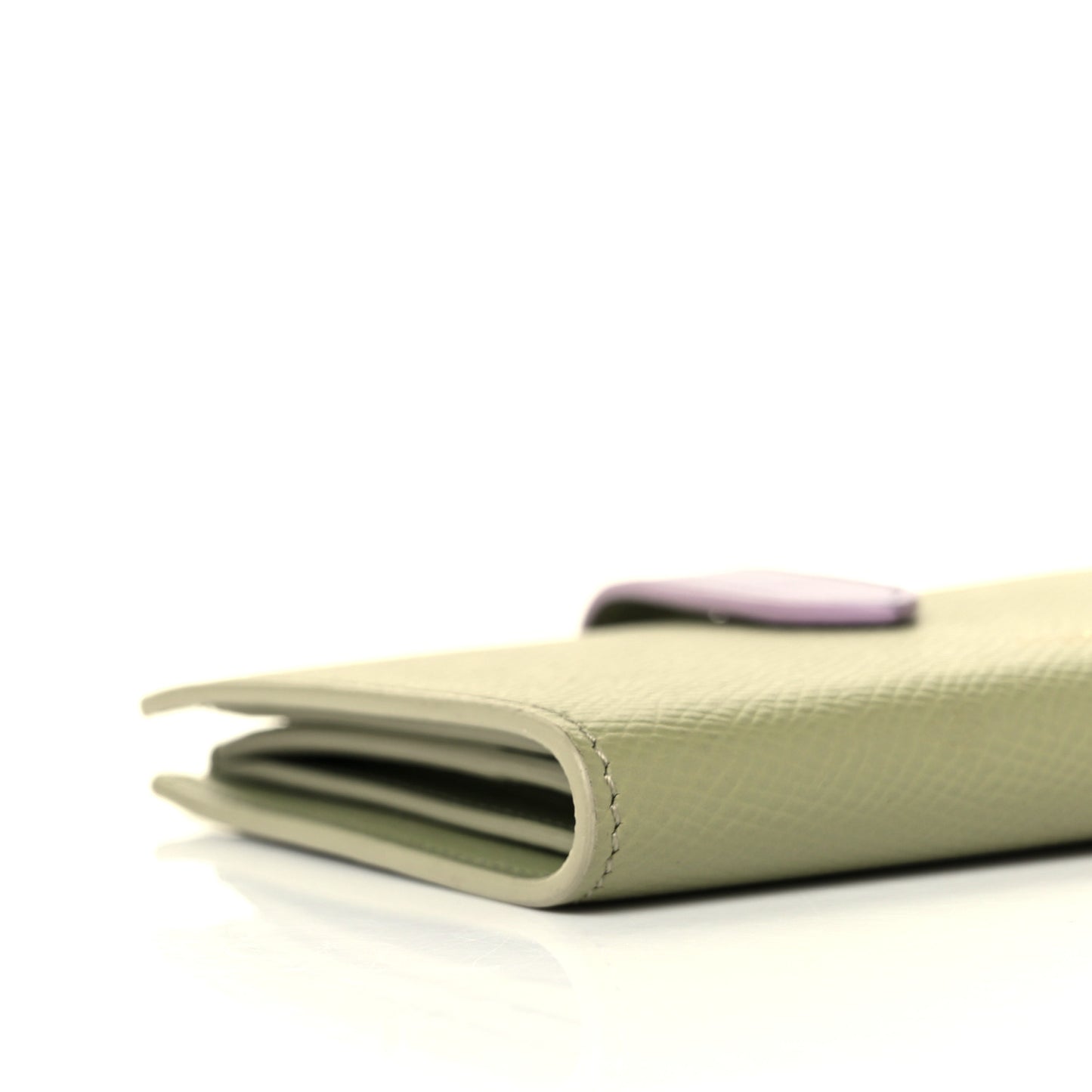Grained Calfskin Medium Multifunction Strap Wallet Sage Lilas