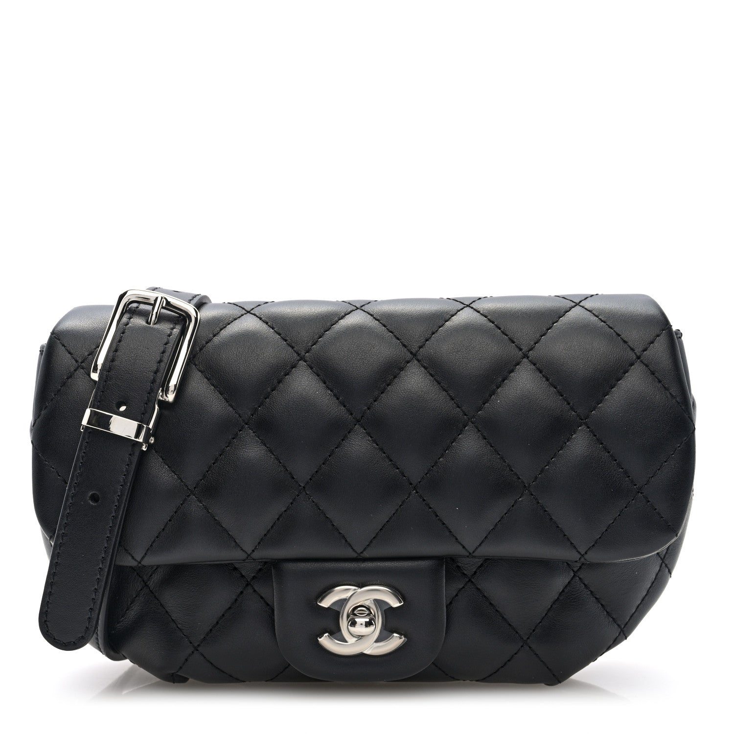 Chanel Calfskin Quilted CC Uniform Flap Belt Bag Black 1 of 10