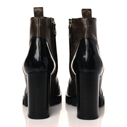 Louis Vuitton Patent Calfskin Monogram Star Trail Ankle Boots 40 Black 5 of 9