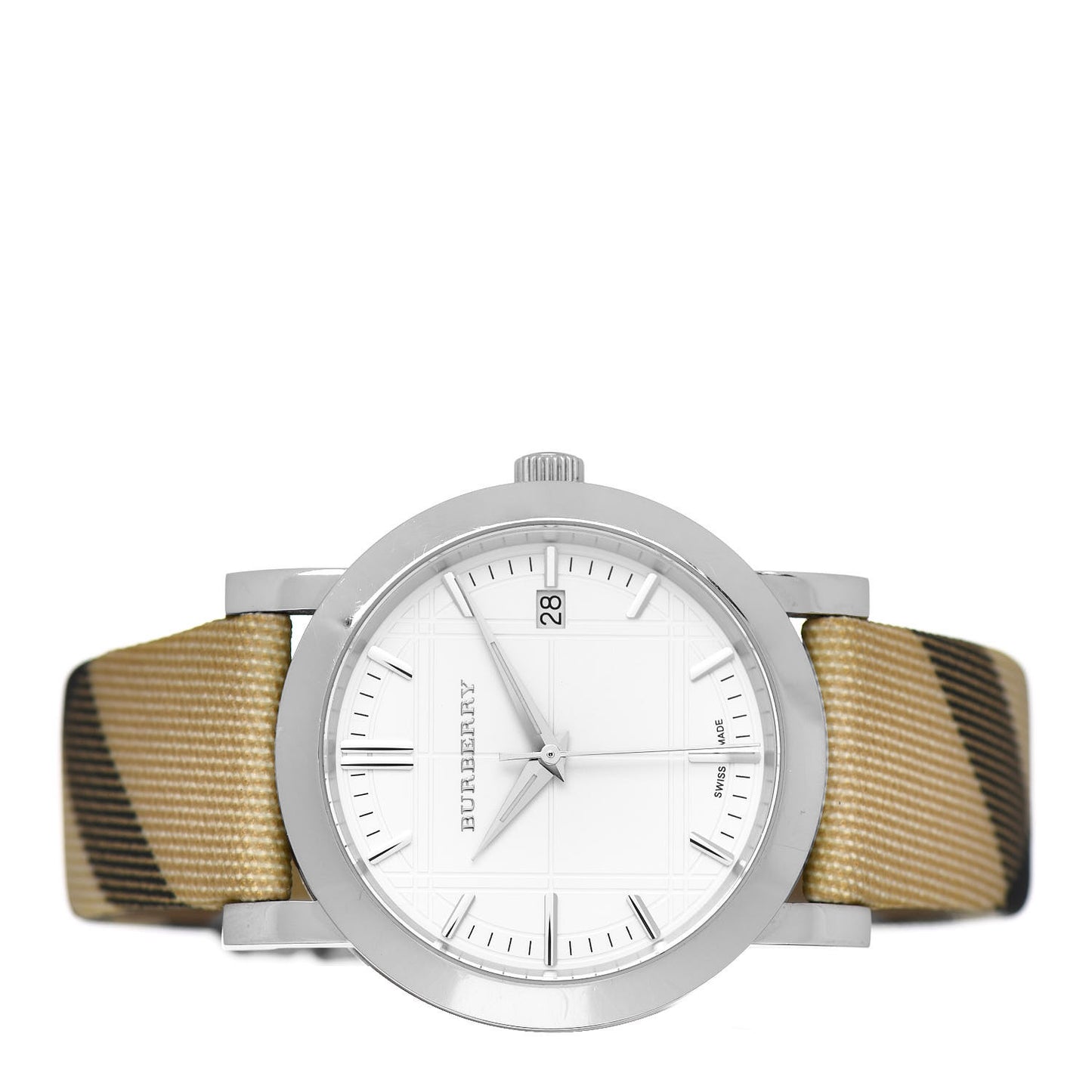 Stainless Steel Calfskin 38mm Heritage Nova Check Quartz Watch BU1390