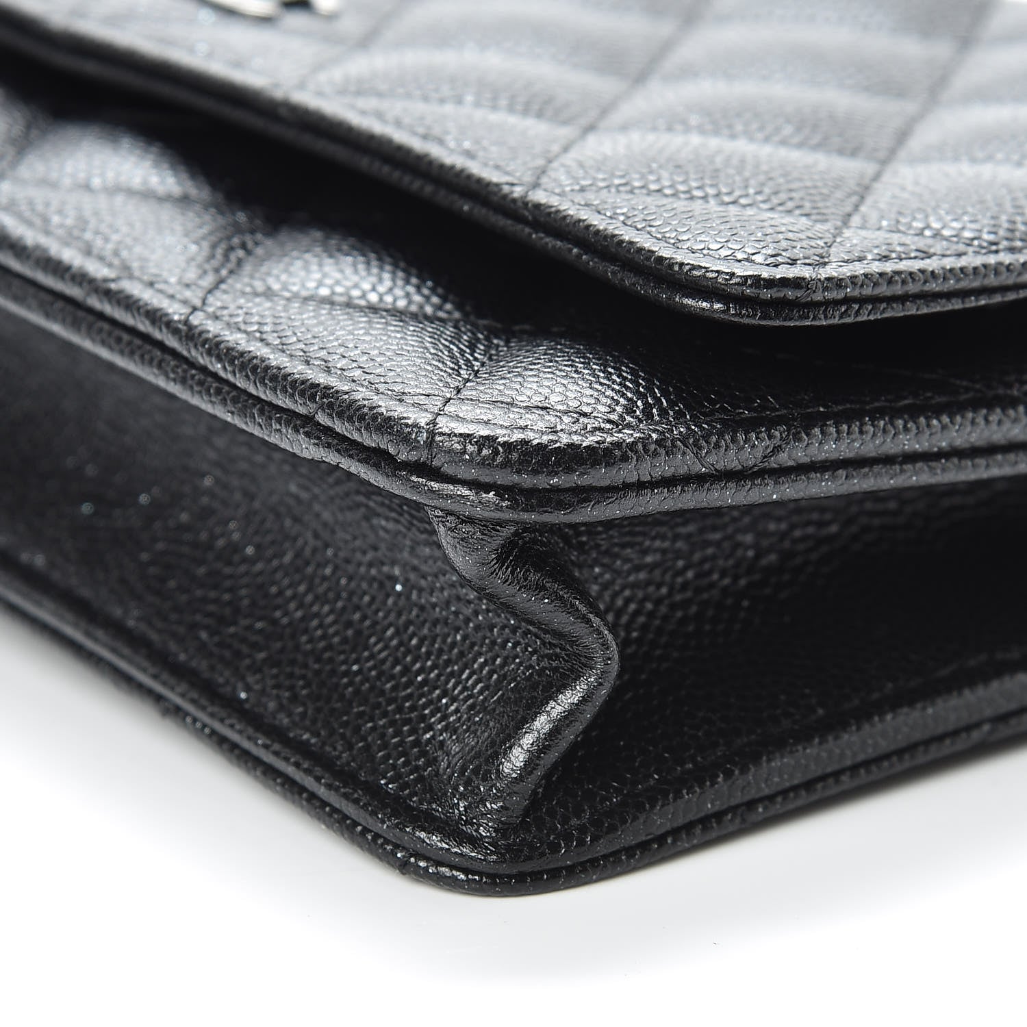 Chanel Iridescent Caviar Quilted Wallet On Chain WOC Black 11 of 14