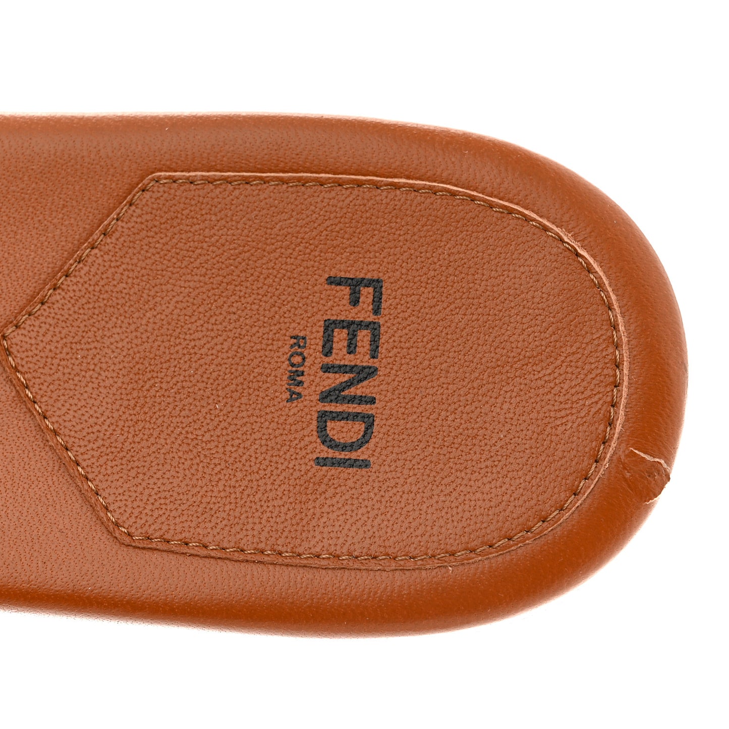 Vitello Cuoio Baguette Flat Slide Sandals 39 Brown