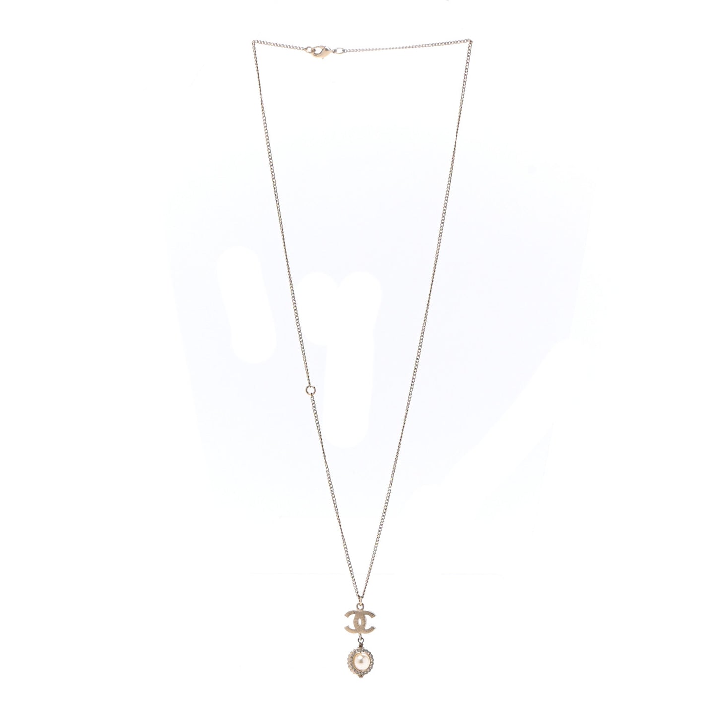 Crystal Pearl CC Lace Camellia Necklace Gold