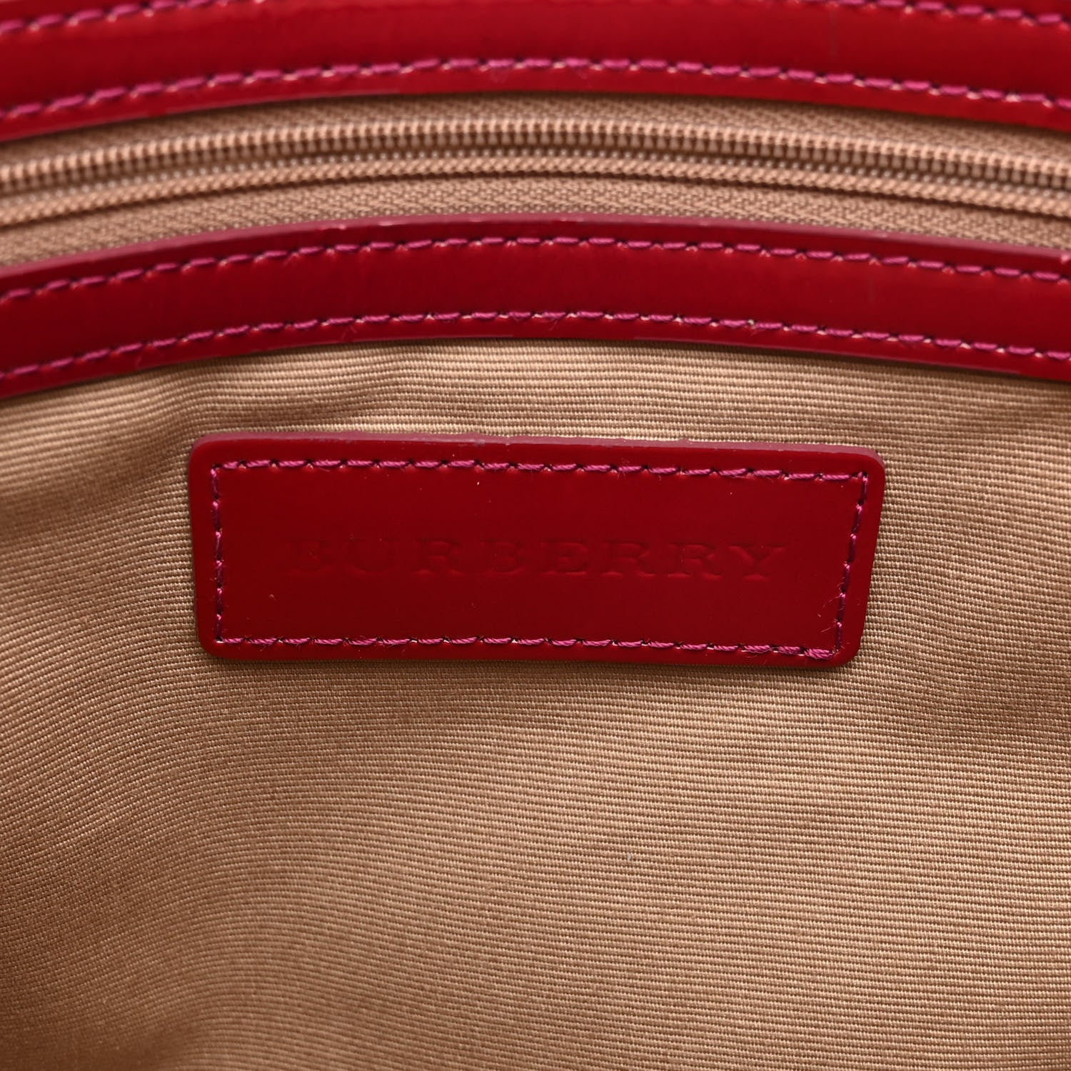 Burberry Nova Check Patent Trim Shopper Tote Red 5 of 10