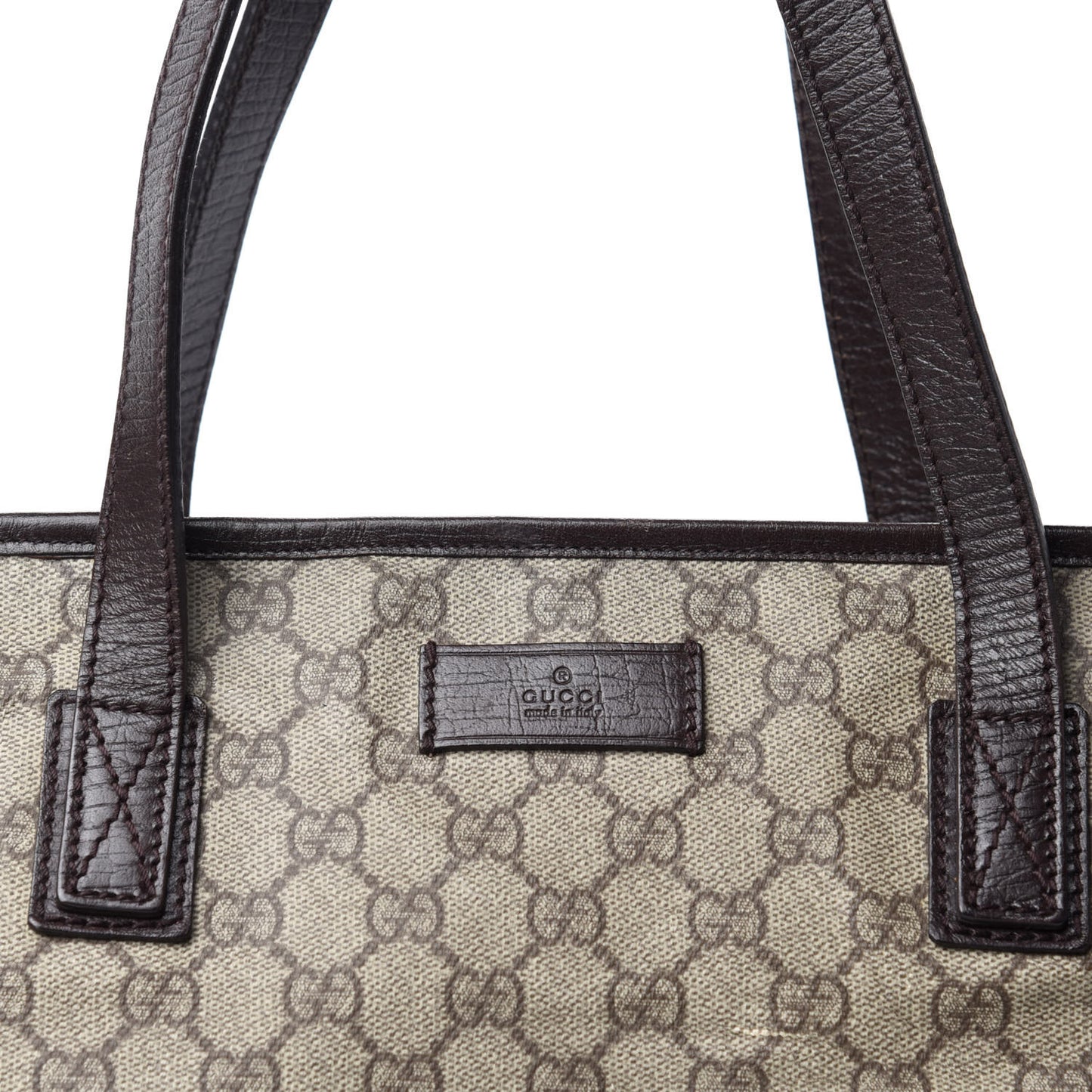 GG Supreme Monogram Medium Zippered Shopping Tote Dark Brown