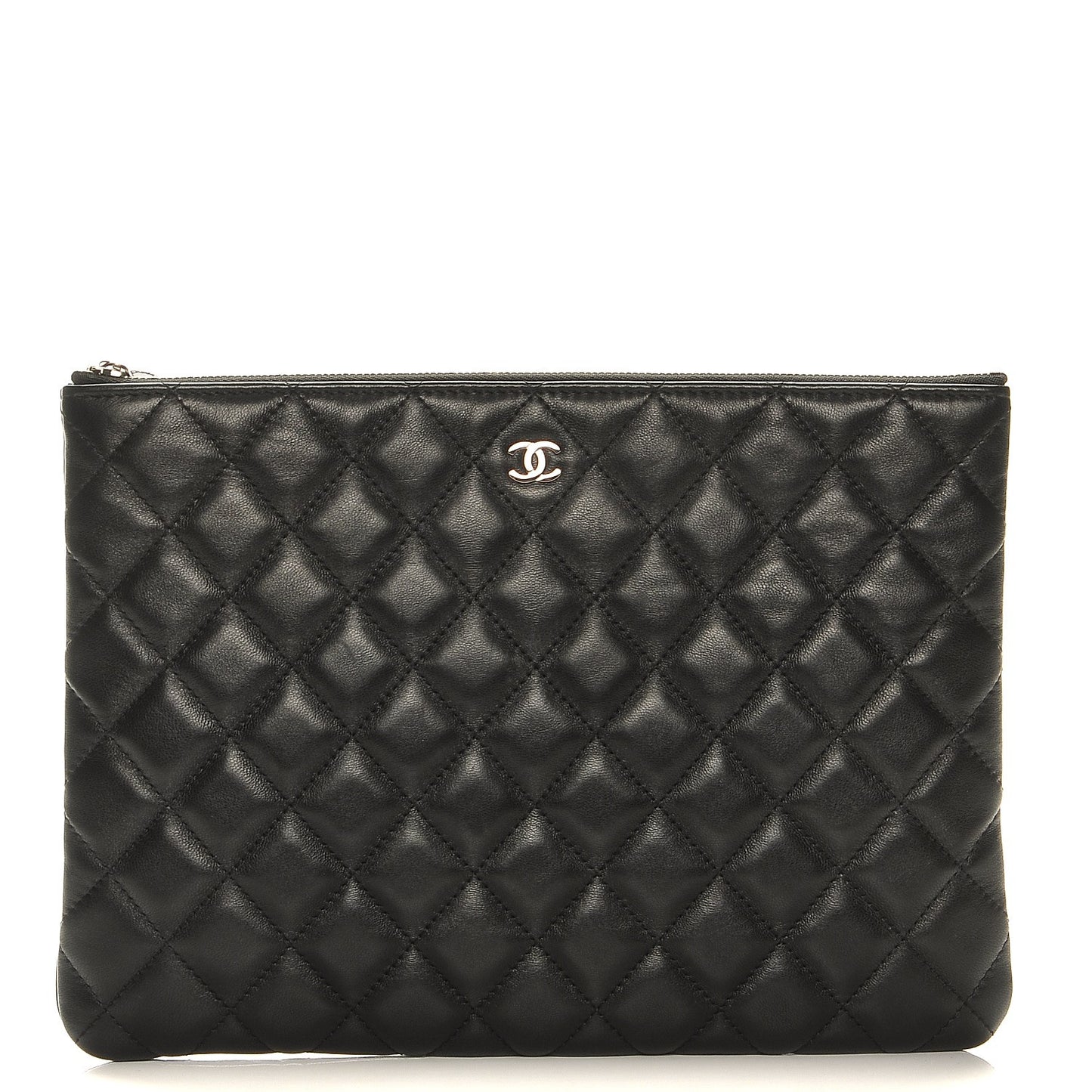 Lambskin Quilted Medium Cosmetic Case Black