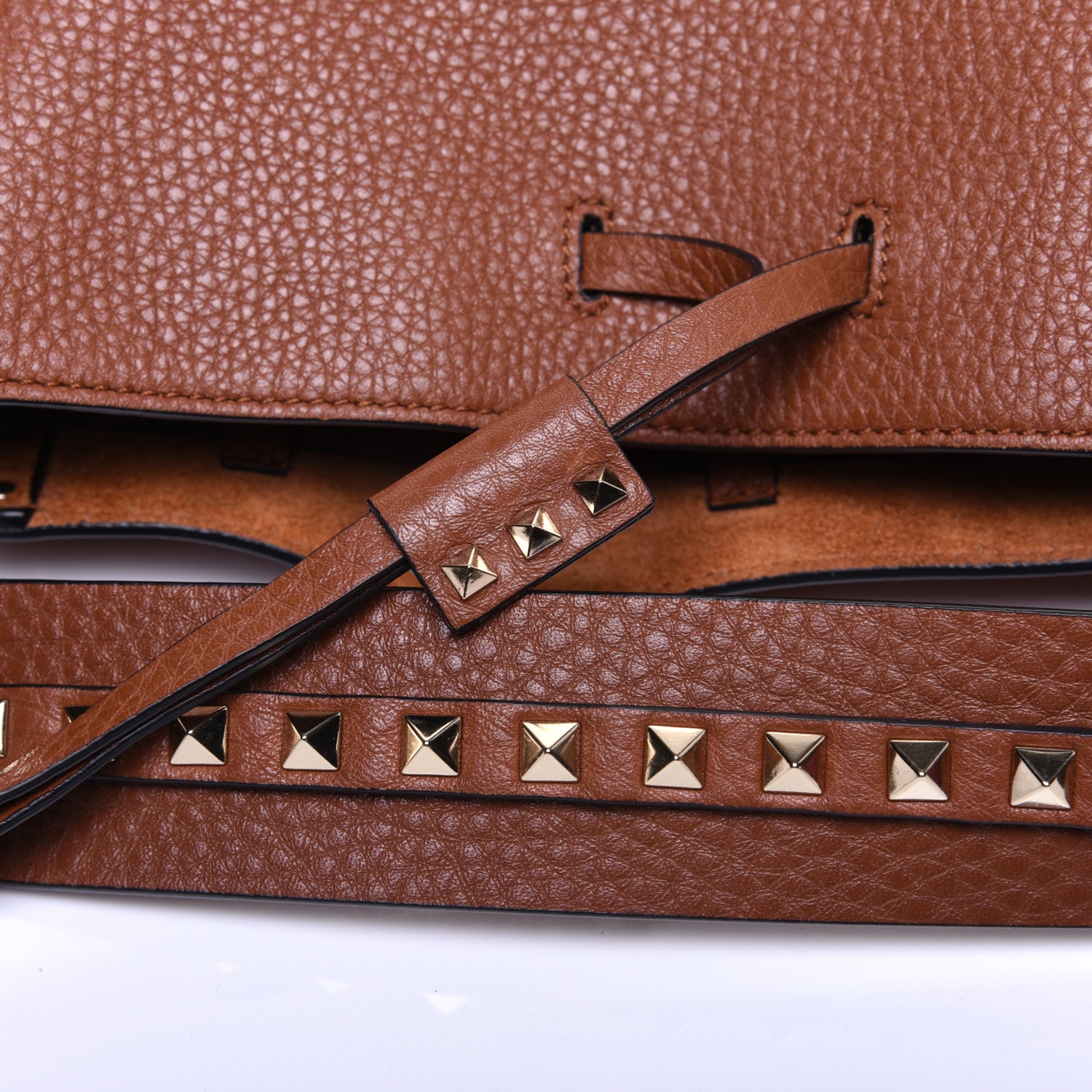 Valentino Garavani Pebbled Calfskin Rockstud Bucket Bag Saddle Brown 11 of 11