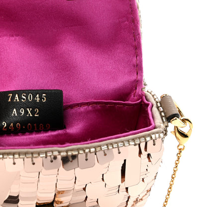 Fendi Sequin Paillettes Shiny Nappa Sex and the City Nano Maxi Buckle Baguette Charm Tortora 7 of 10