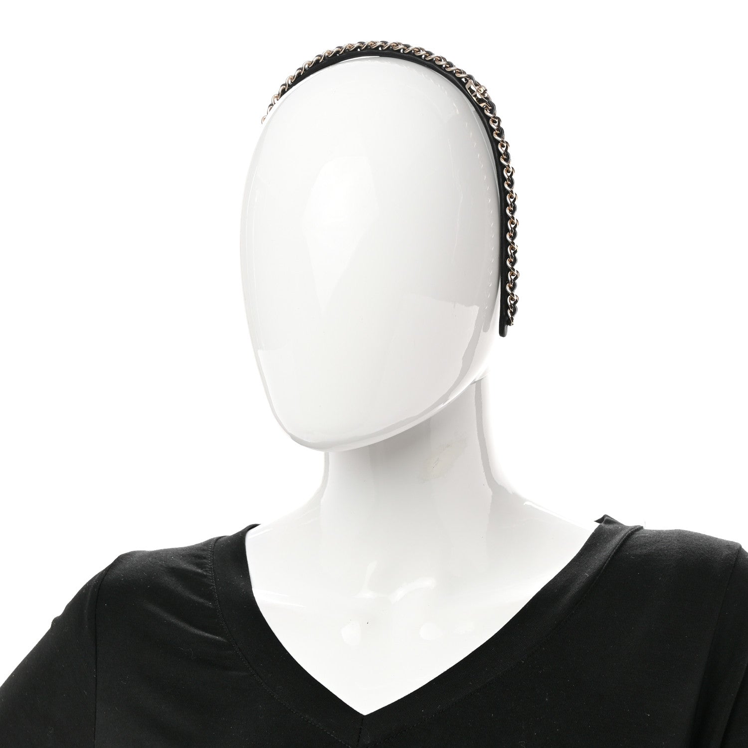 Chanel Metal Lambskin CC Turnlock Chain Headband Gold Black 2 of 7