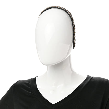 Chanel Metal Lambskin CC Turnlock Chain Headband Gold Black 2 of 7