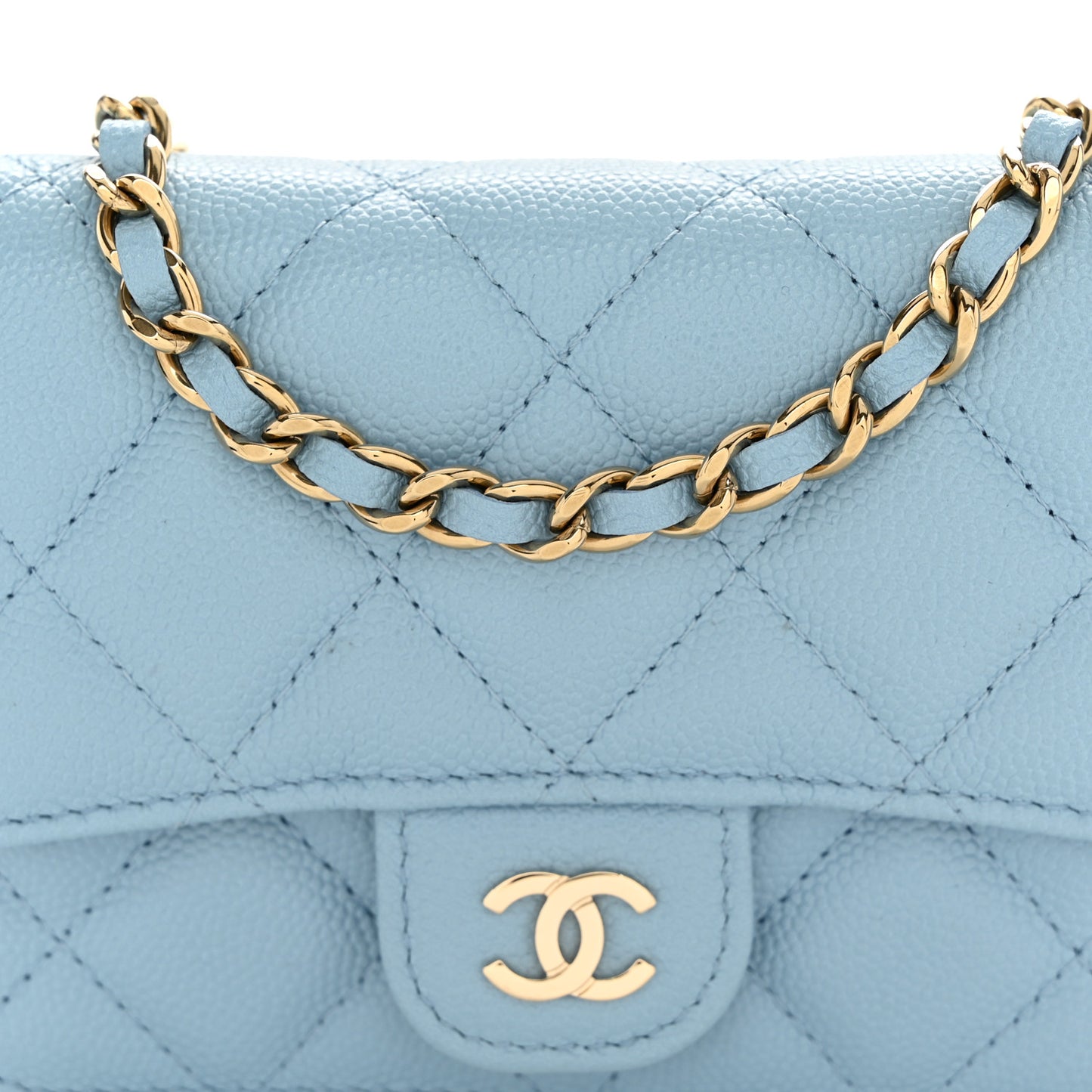 Caviar Quilted Mini Chain Bag Blue