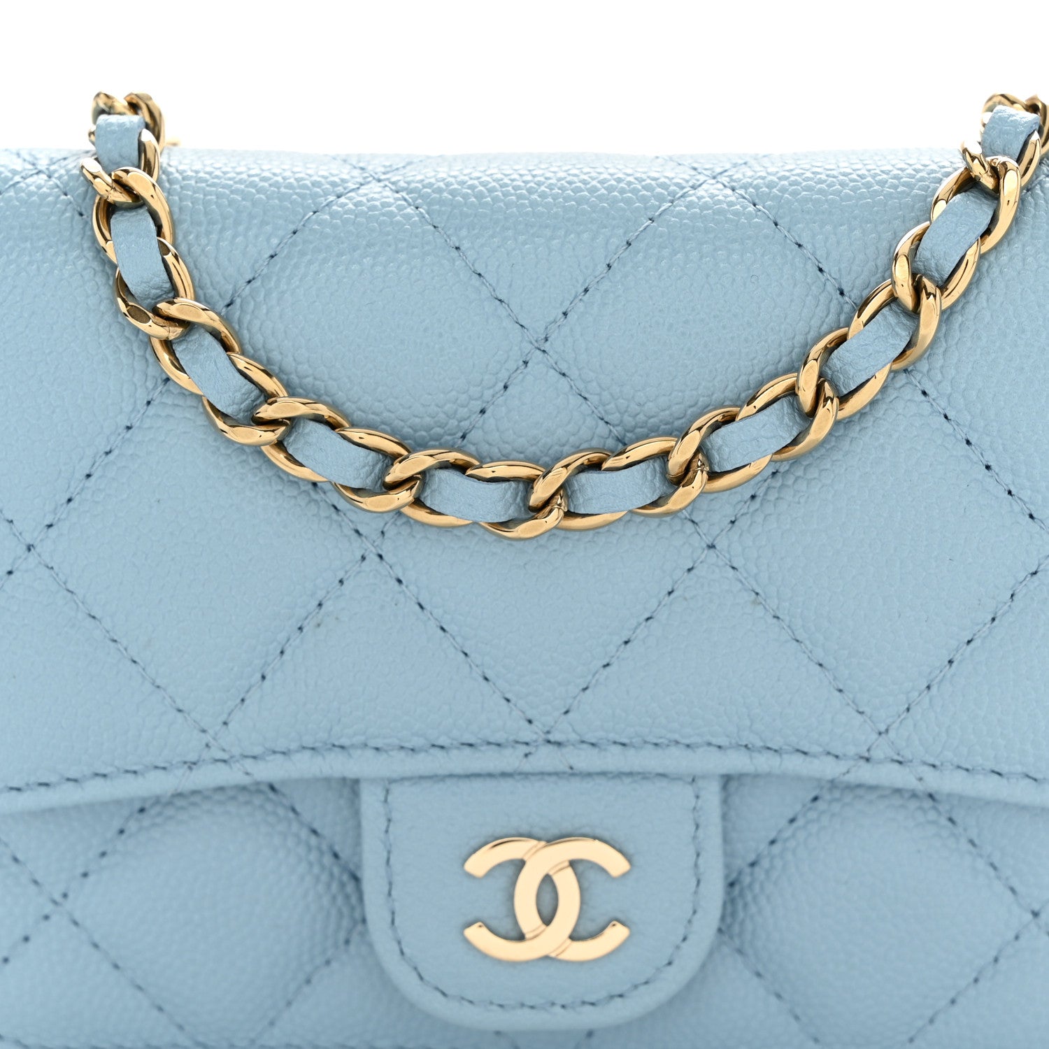 Chanel Caviar Quilted Mini Chain Bag Blue 9 of 11