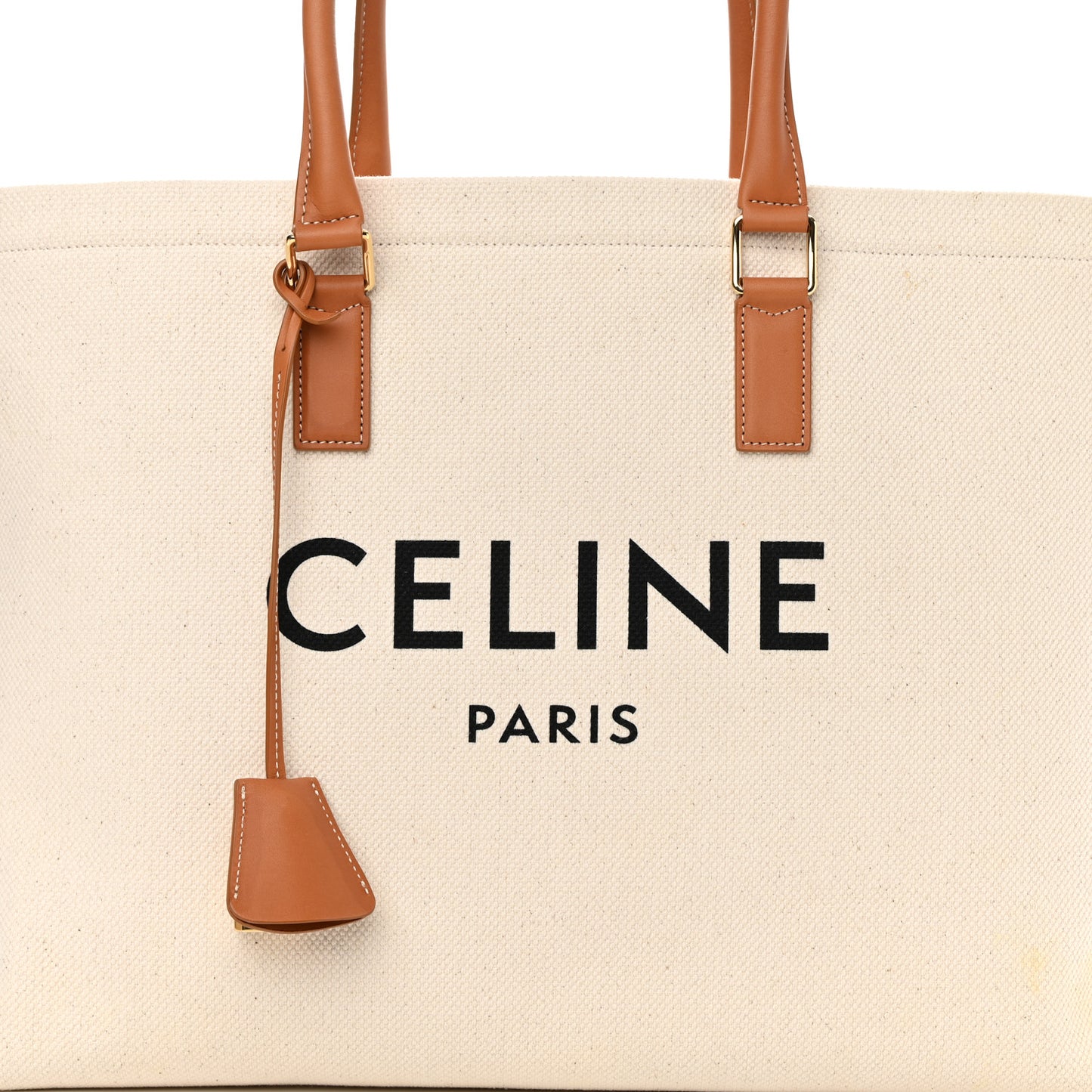 Canvas Calfskin Horizontal Cabas Natural Tan