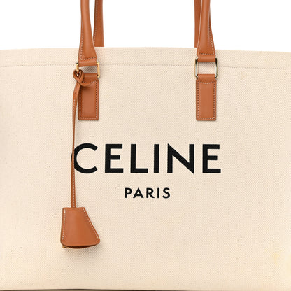 Celine Canvas Calfskin Horizontal Cabas Natural Tan 9 of 20