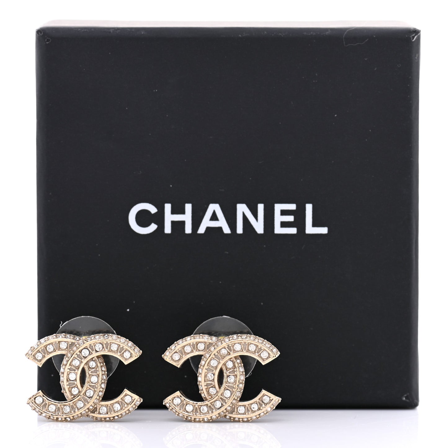 Crystal Timeless CC Earrings Light Gold
