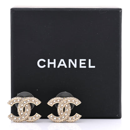 Chanel Crystal Timeless CC Earrings Light Gold 5 of 5