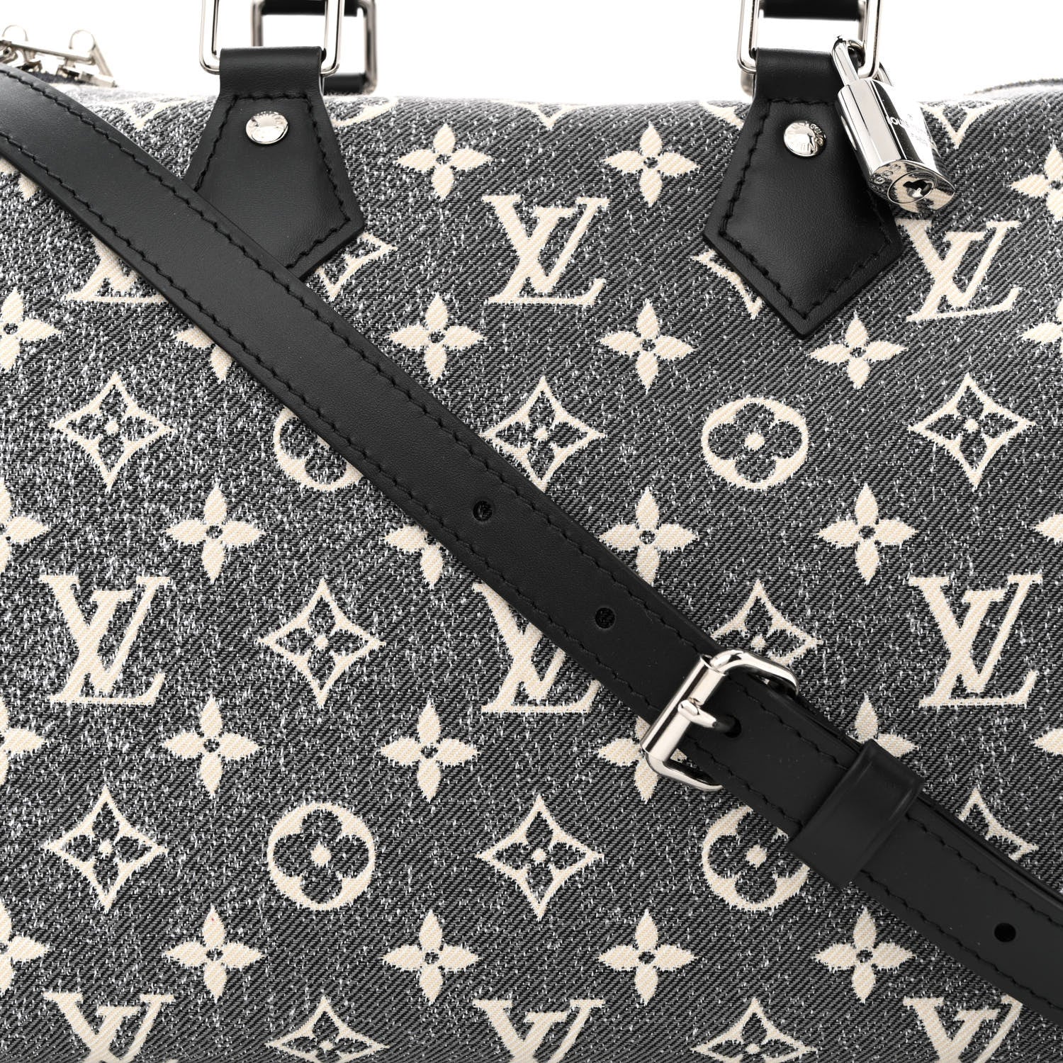 Louis Vuitton Denim Monogram Jacquard Speedy Bandouliere 25 Black 7 of 9
