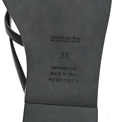 Hermes Calfskin Miss Sandals 38 Black 7 of 9