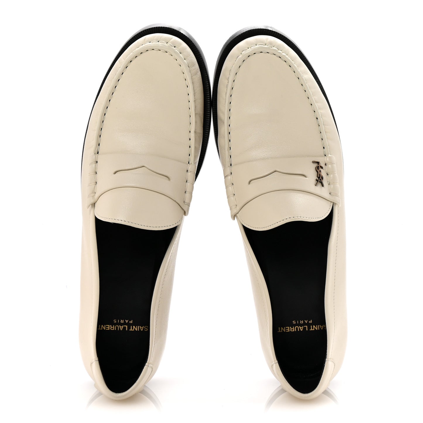 Smooth Calfskin Mens Penny Loafers 42.5 Pearl