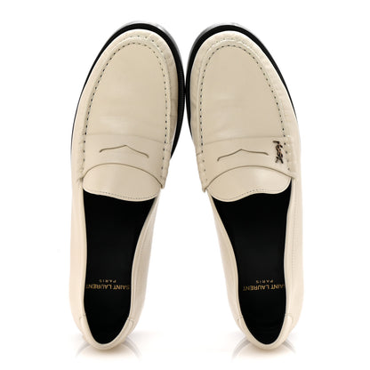 Saint Laurent Smooth Calfskin Mens Penny Loafers 42.5 Pearl 2 of 10