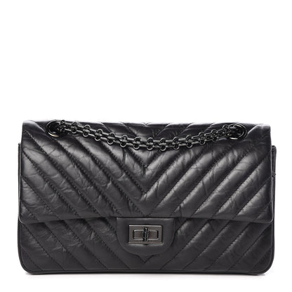 Chanel Aged Calfskin Chevron Quilted 2.55 Reissue 225 Flap So Black 1 of 12