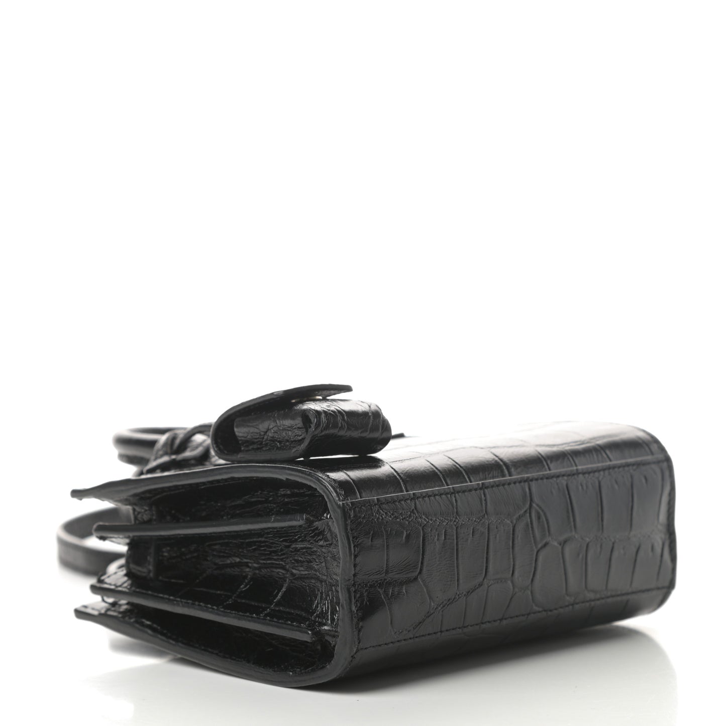Calfskin Crocodile Embossed Toy Sac De Jour Black