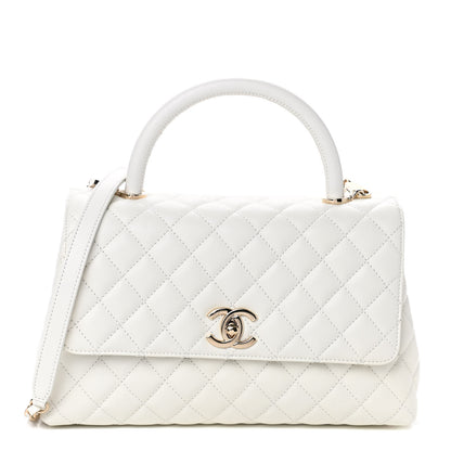Chanel Caviar Quilted Small Coco Handle Flap White 1 of 11
