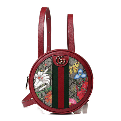 Gucci GG Supreme Monogram Web Flora Mini Ophidia Round Backpack Red 1 of 10