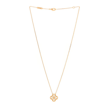 Van Cleef & Arpels 18K Yellow Gold Diamond Vintage Alhambra Pendant Necklace 3 of 4