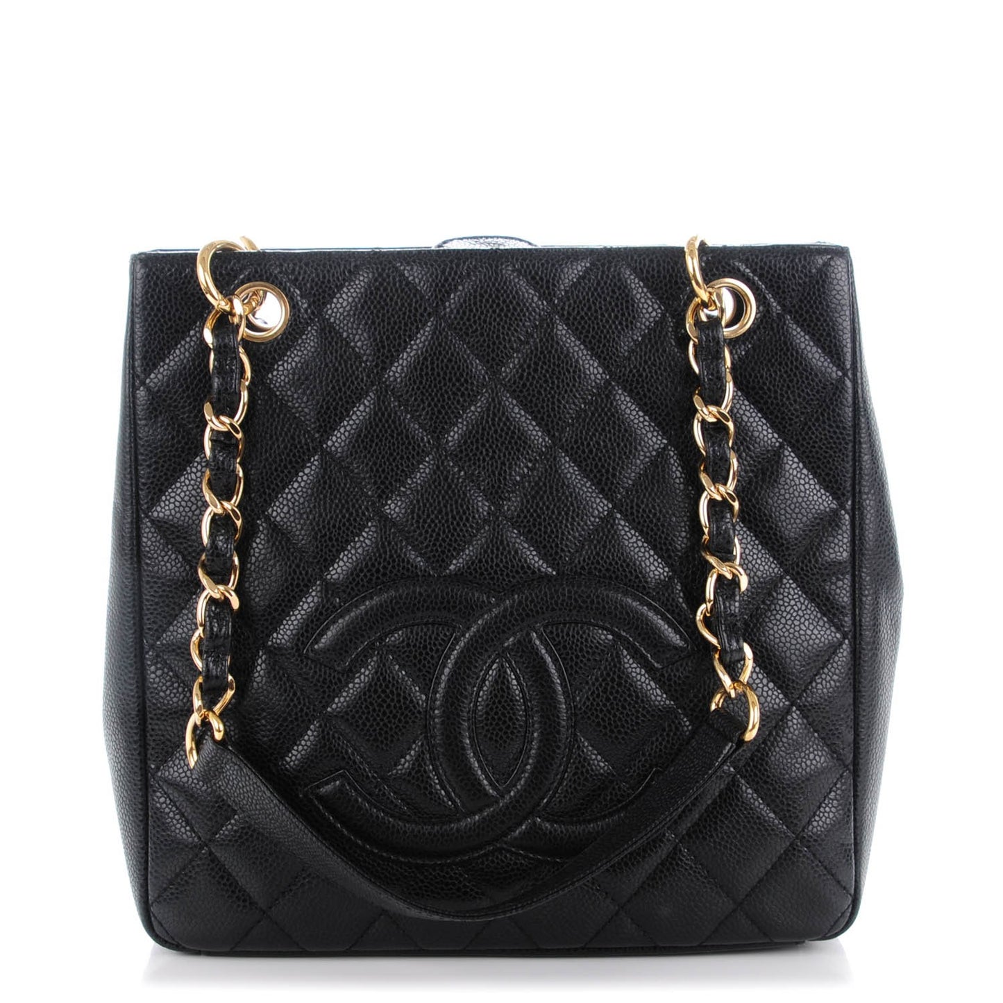 Caviar Quilted Petit Shopping Tote PST Black