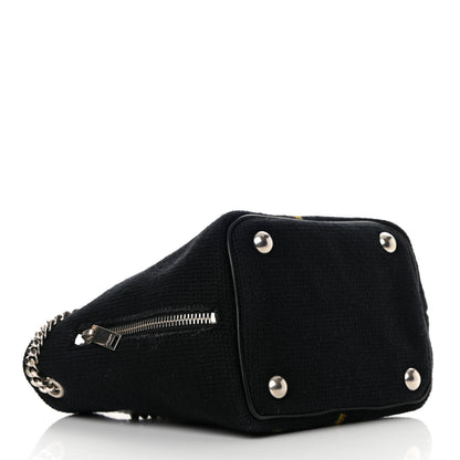 Saint Laurent Woven Wool Embroidered Baby Emmanuelle Bucket Bag Black 4 of 13