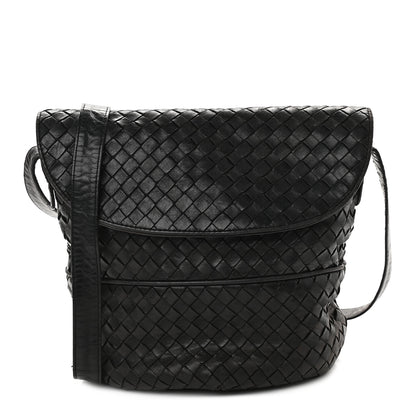 Bottega Veneta Nappa Intrecciato Crossbody Flap Bag Black 1 of 9