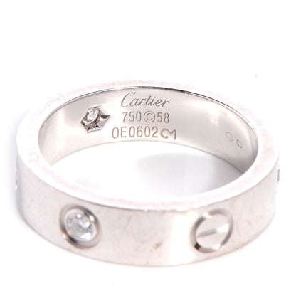 Cartier 18K White Gold 3 Diamond 5.5mm LOVE Ring 58 8.25 3 of 5