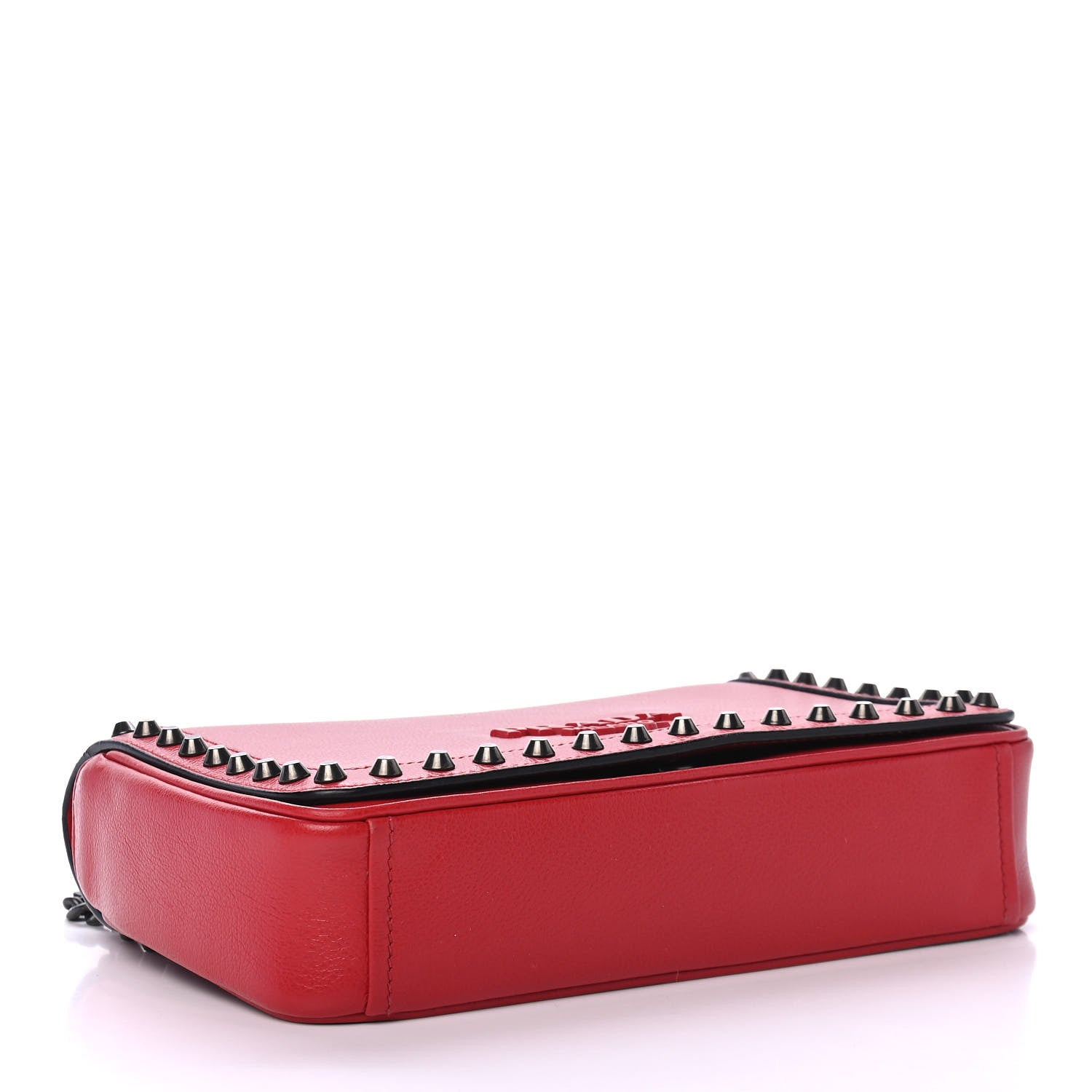 Prada Glace Calfskin Studded Crossbody Fuoco 3 of 4