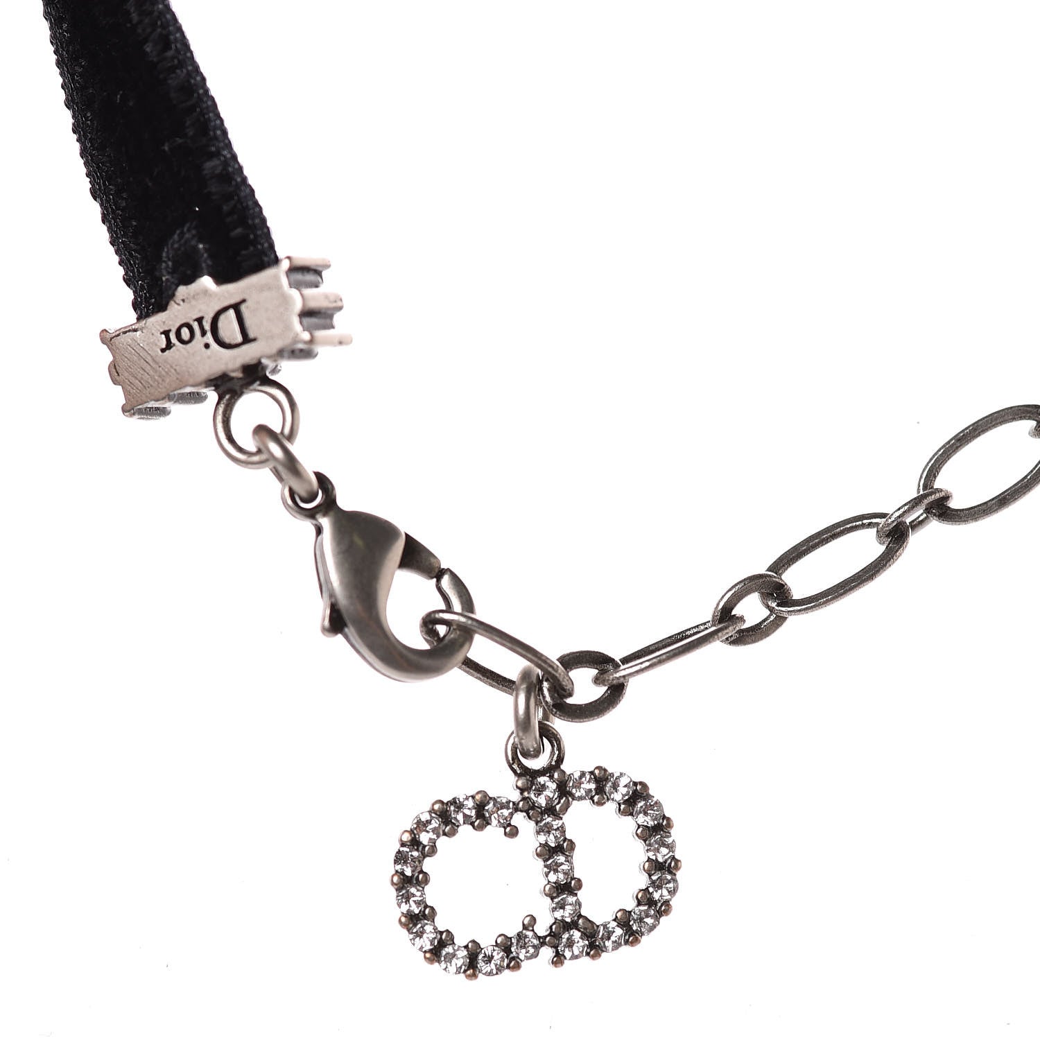 Christian Dior Velvet Crystal Star Choker Necklace Black 4 of 5