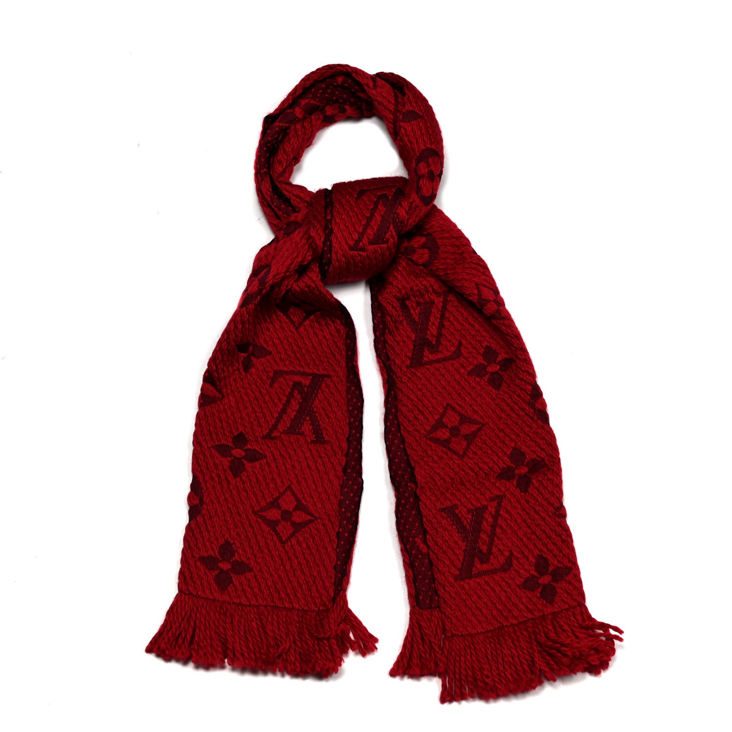 Louis Vuitton Wool Silk Logomania Scarf Rubis 1 of 4