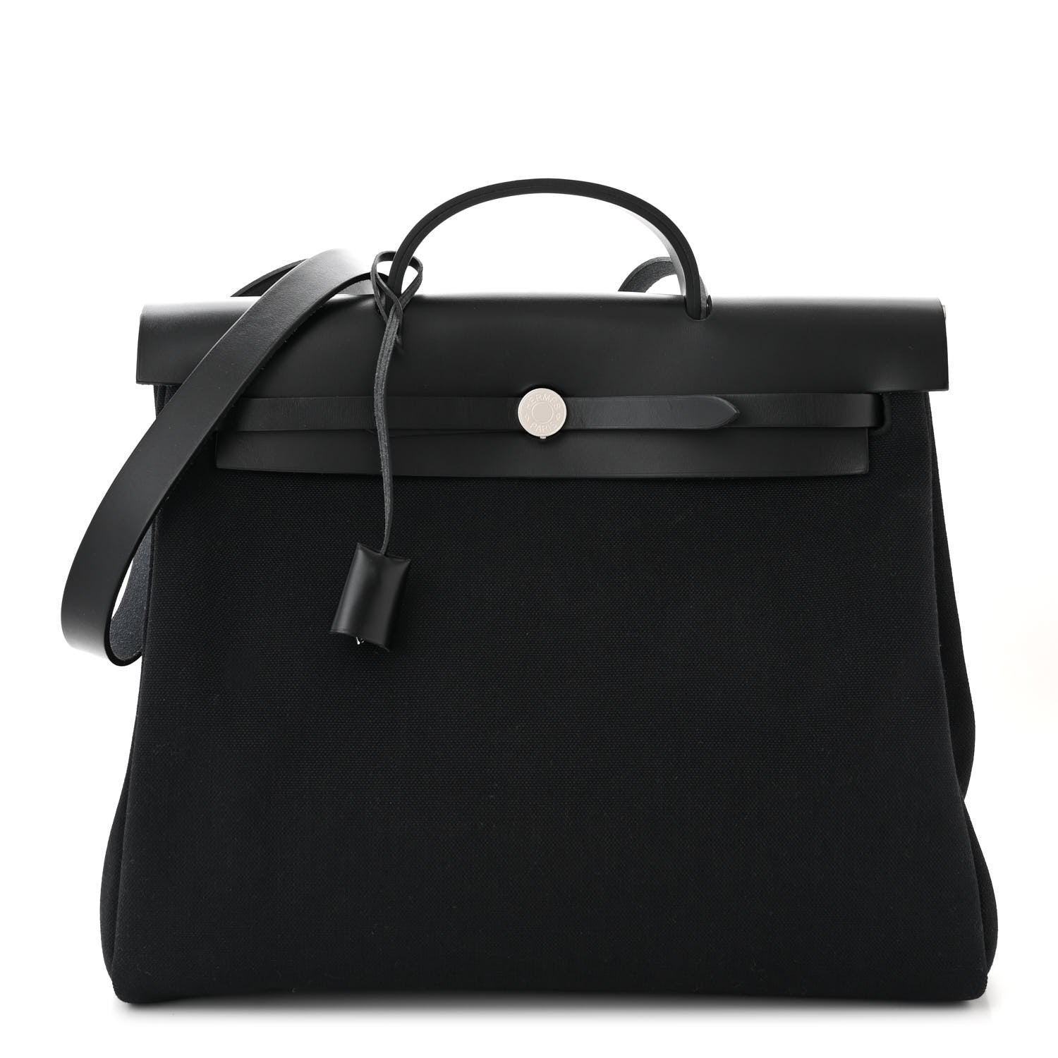 Hermes Military Toile Vache Hunter Herbag Messenger 39 Black 1 of 11